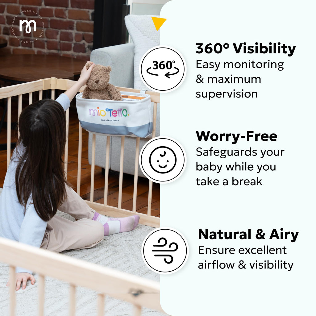 Foldable Wooden Baby Playpen with Gate N13614
