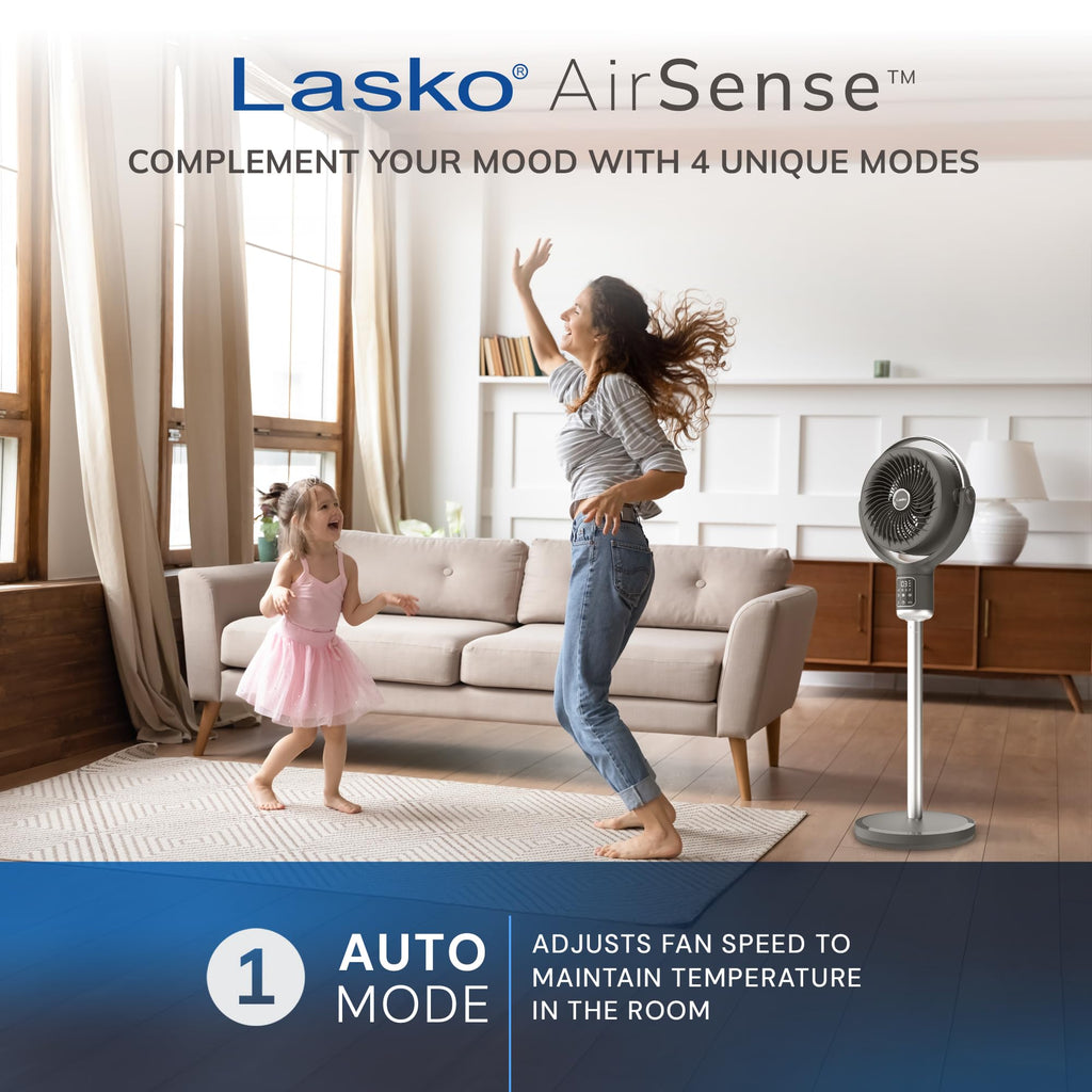Pedestal Fan with Remote Control, Adjustable Height, Night Light, Gray A4000