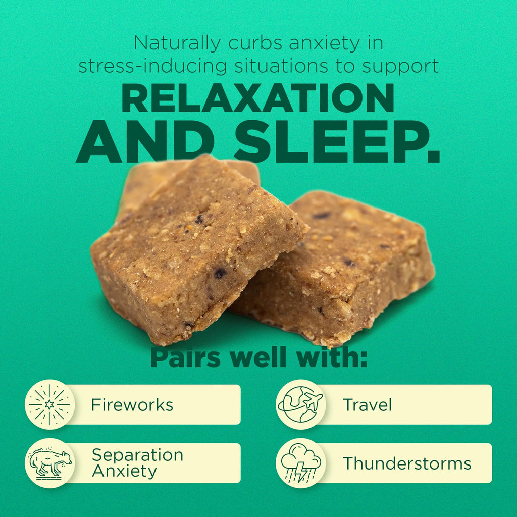 Hemp Calming Chews for Dogs with Chamomile 60 Bacon Treats J4296