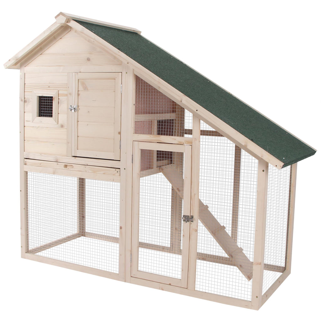 55" 2-Tier Wooden Rabbit Hutch with Ramp X90078
