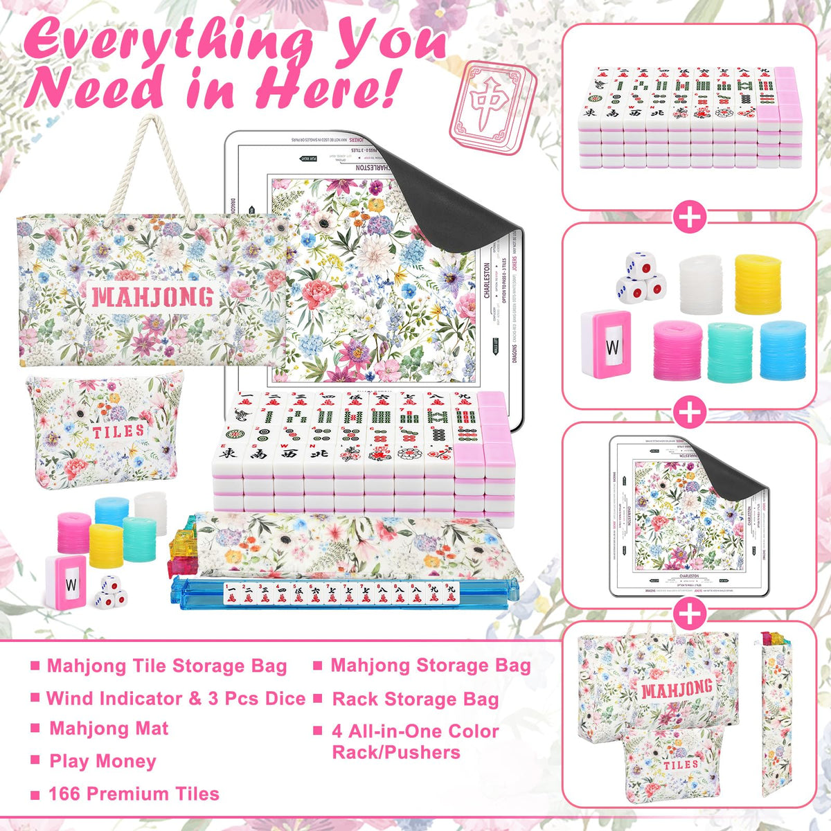 179 Pcs American Mahjong Tiles Set with Bags Q3108