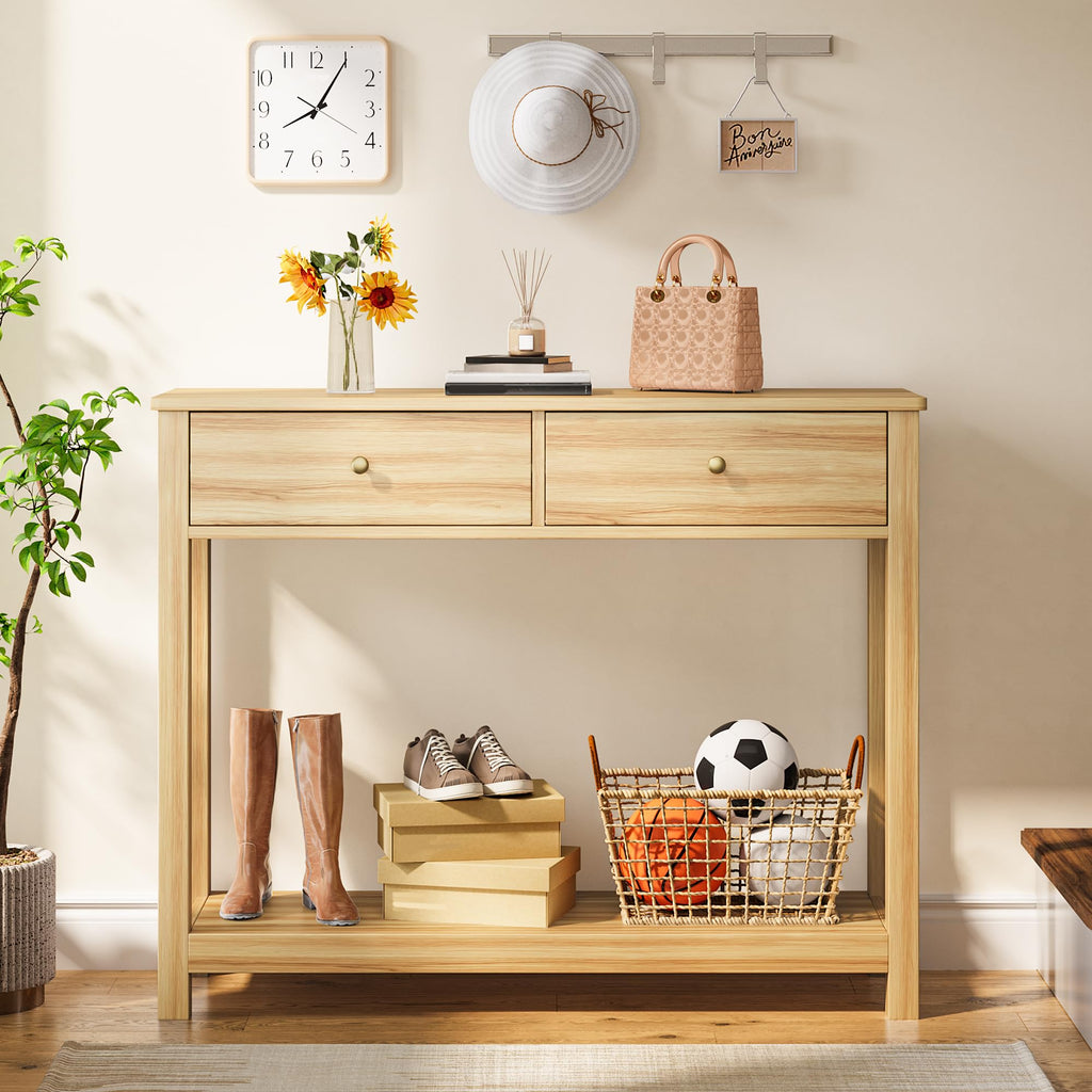 2 Drawer Oak Console Table A8839