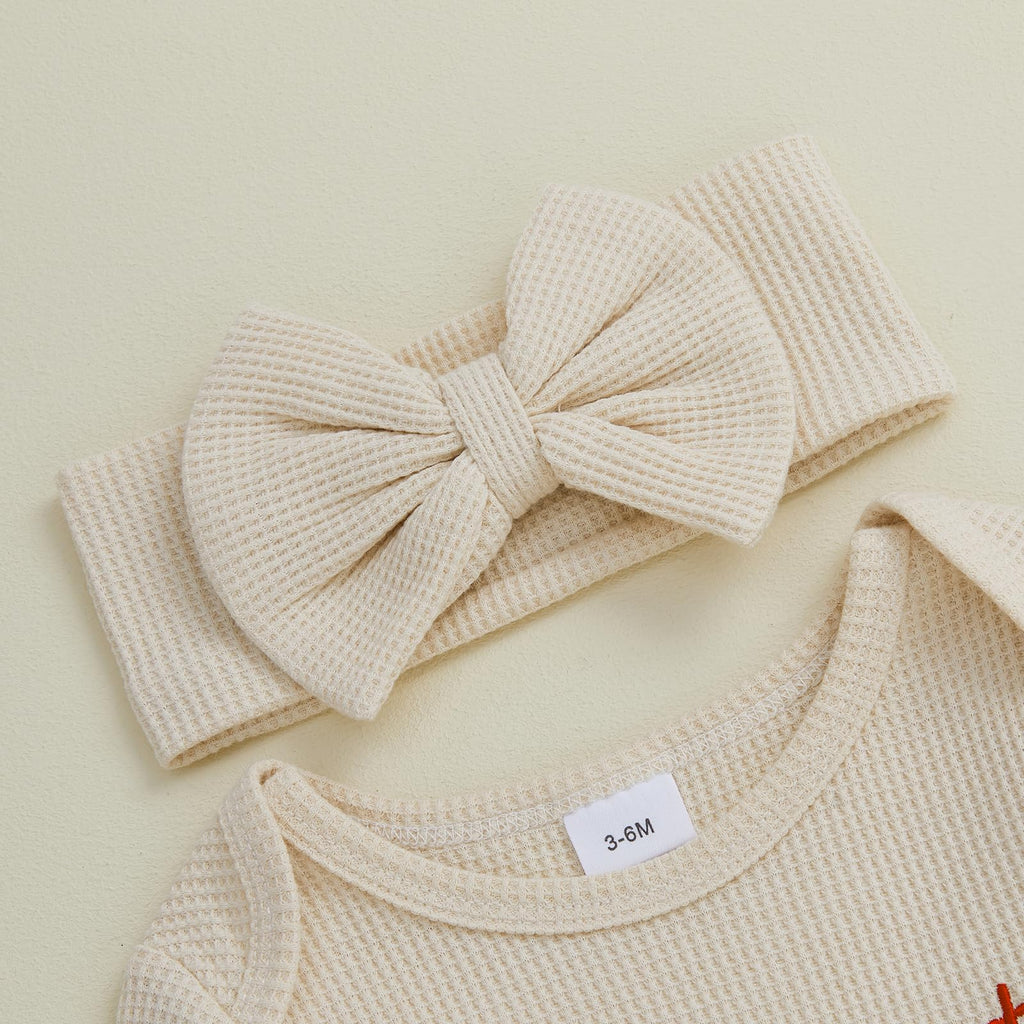 Baby Girl Long Sleeve Jumpsuit with Headband M6787