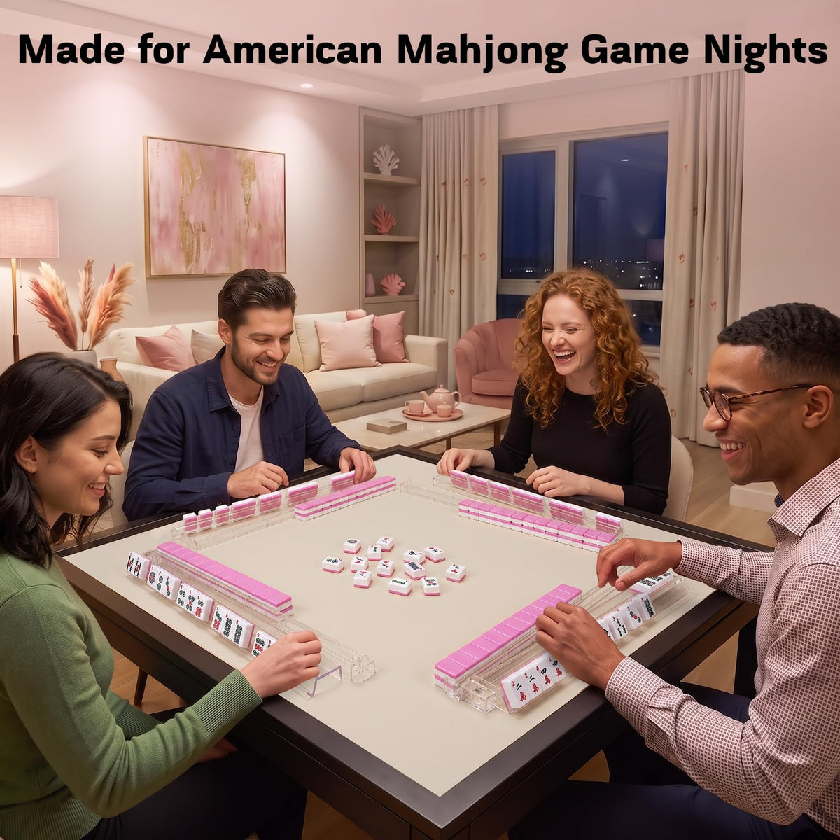 Clear Acrylic Mahjong Racks with Pushers Set of 4 D958