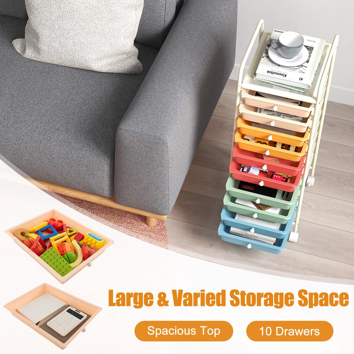 10 Drawer Rolling Storage Cart A6748