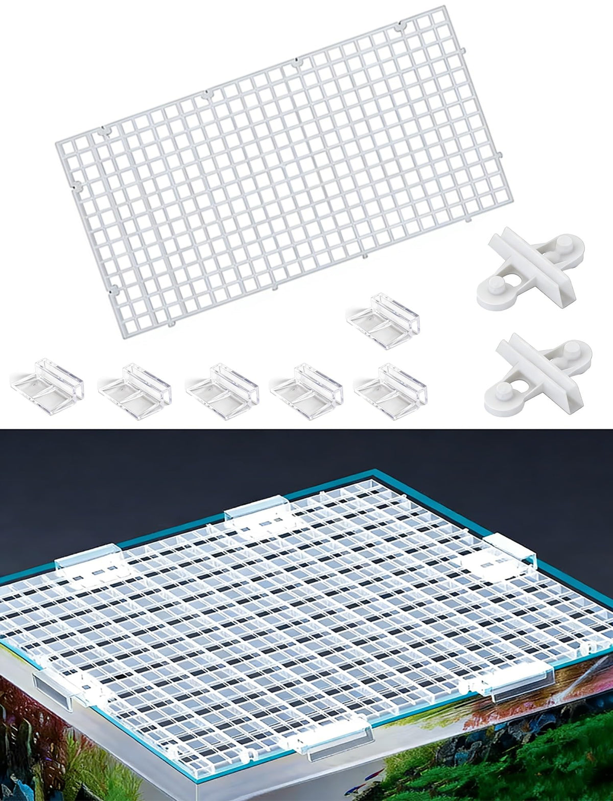 10 Pack Clear Acrylic Aquarium Lid with Clips F16494