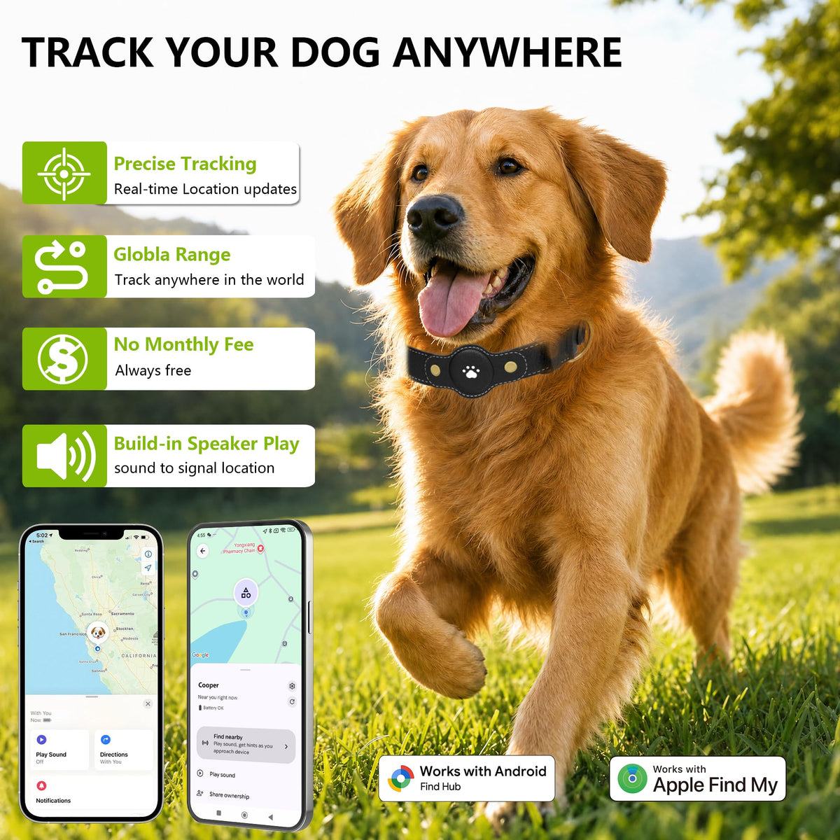 GPS Tracker for Dogs – Smart Dog Collar & Pet Tracker N378907