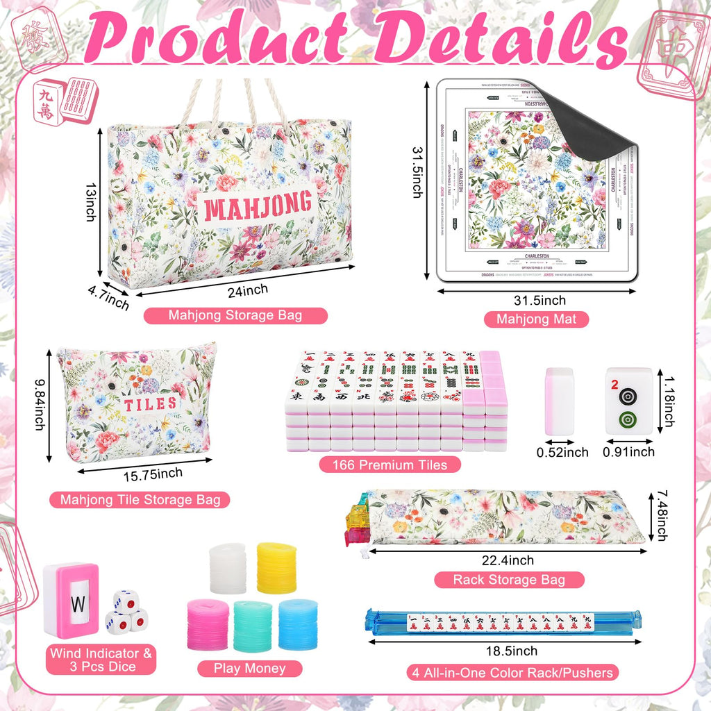 179 Pcs American Mahjong Tiles Set with Bags Q3108