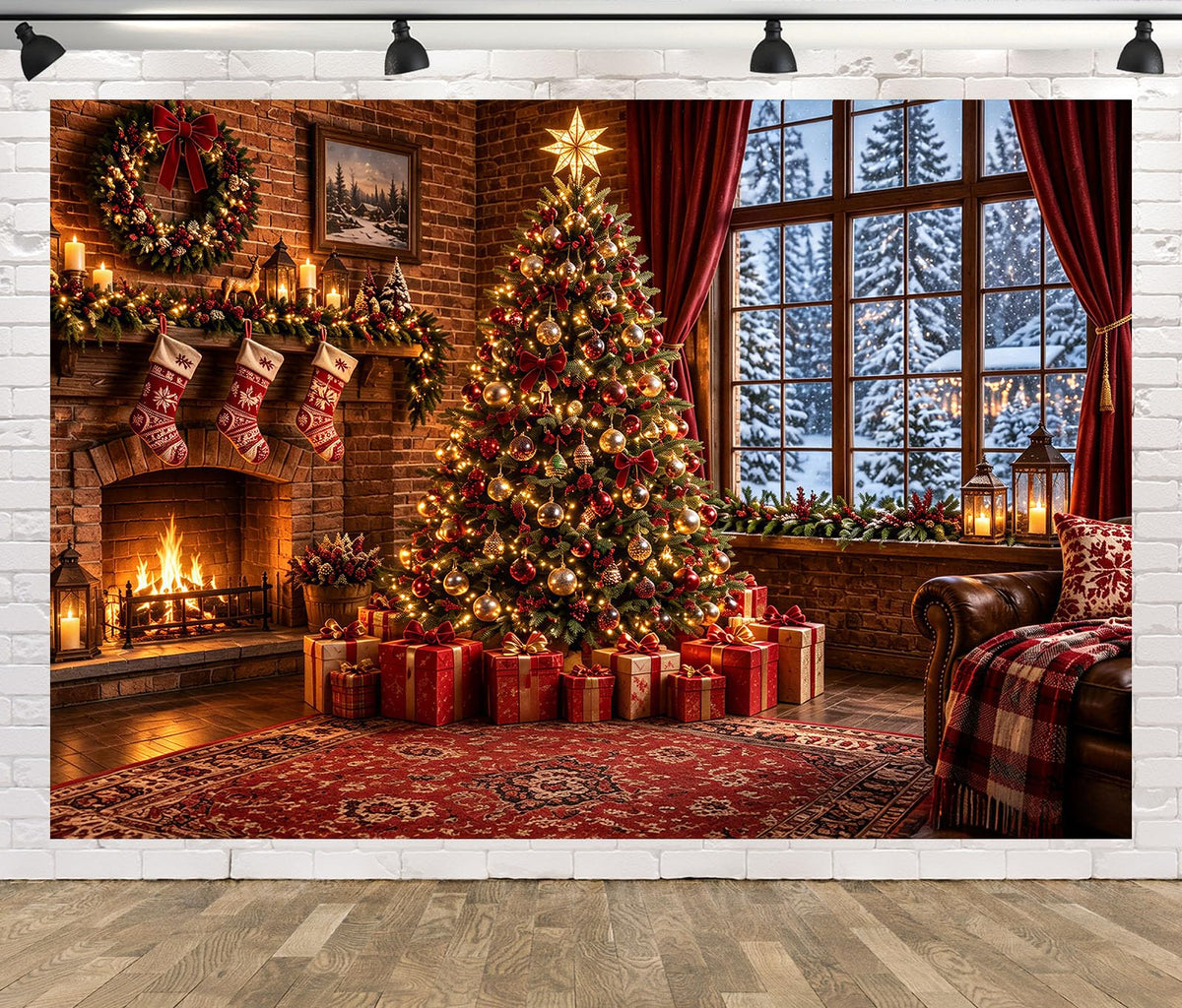 Fabric Christmas Window Backdrop F24074
