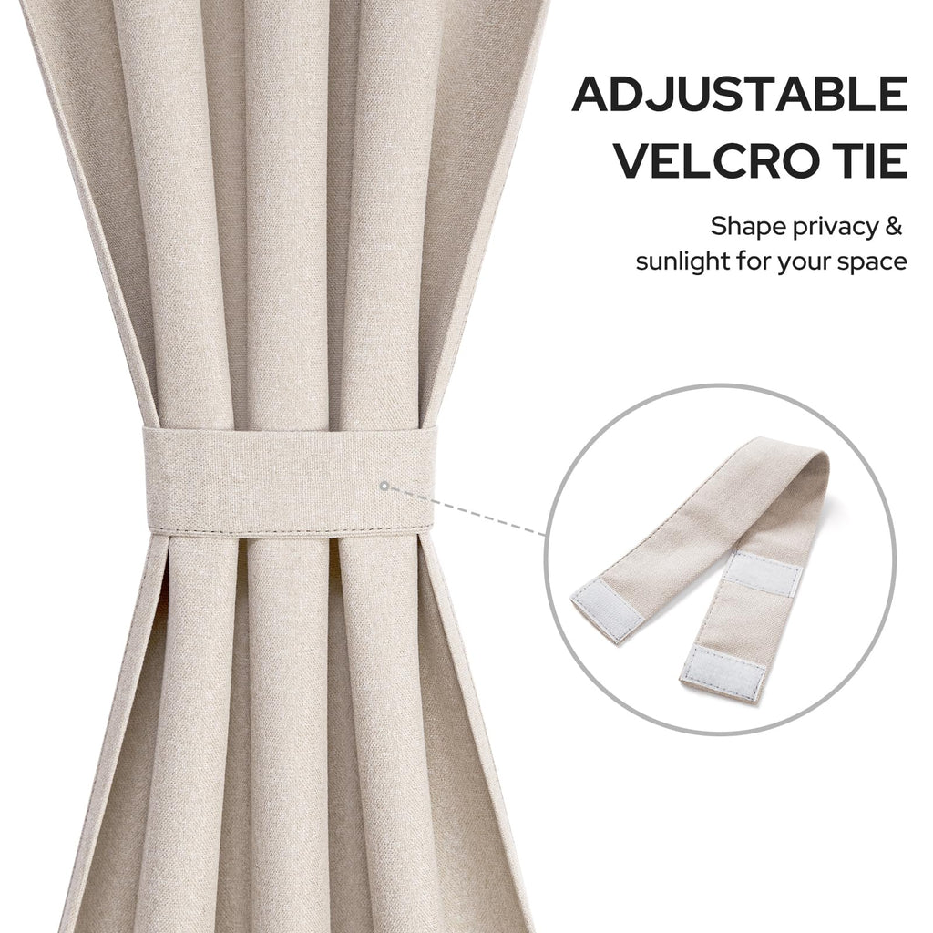 100% Blackout Linen Door Curtains 26x72 Inch Z57998