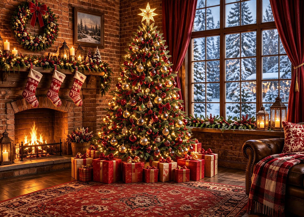 Fabric Christmas Window Backdrop F24074