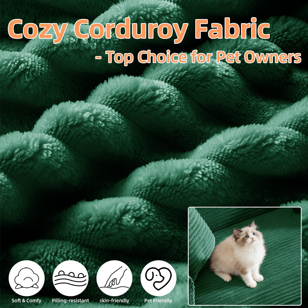Green Corduroy Convertible Futon Sofa Bed A414