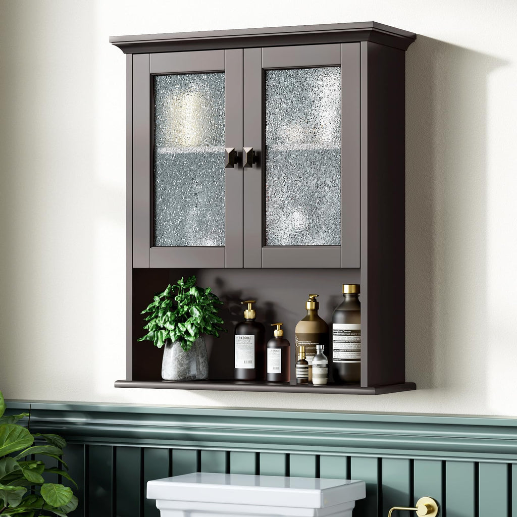 Wall Mount Medicine Cabinet with Tempered Glass Door D618