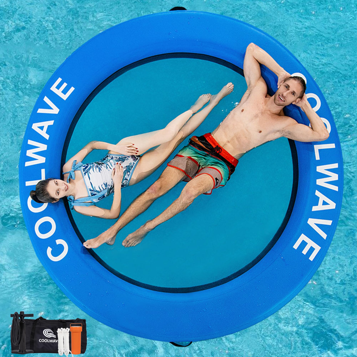 Inflatable Water Hammock Floating Dock with Cup Holders T922154