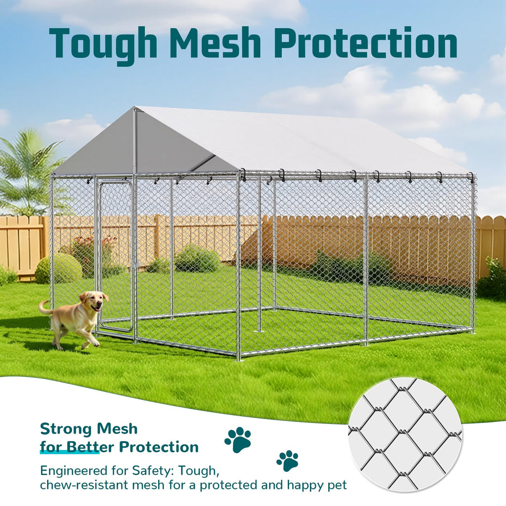 10x10 FT Outdoor Dog Kennel with Roof I2448