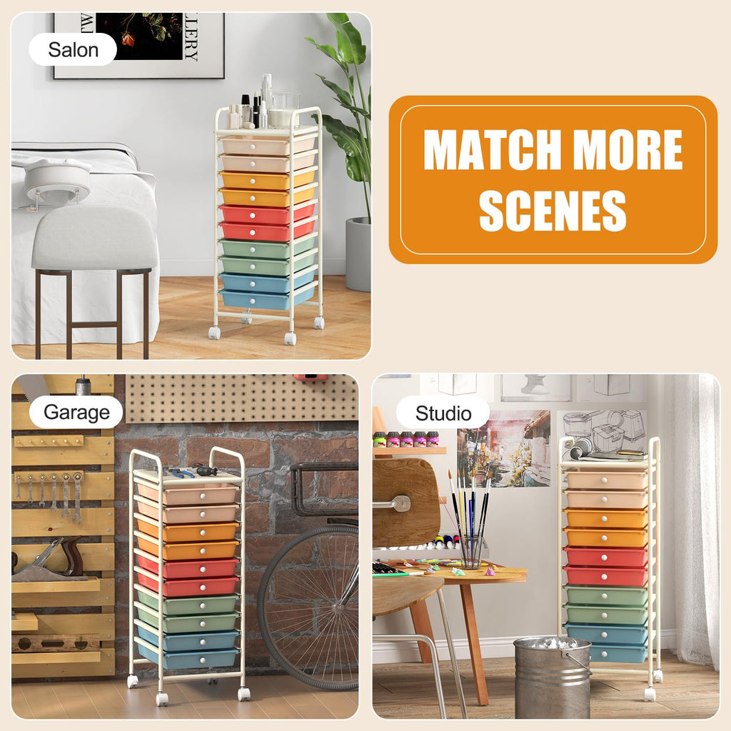 10 Drawer Rolling Storage Cart A6748