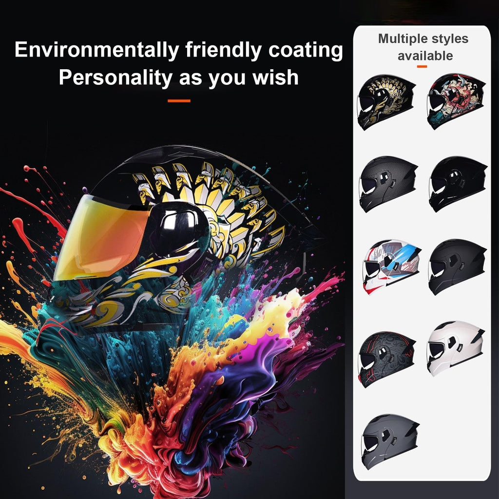 DOT Approved Full Face Flip up Anti-Fog Double Visor Motorcycle Helmet C696