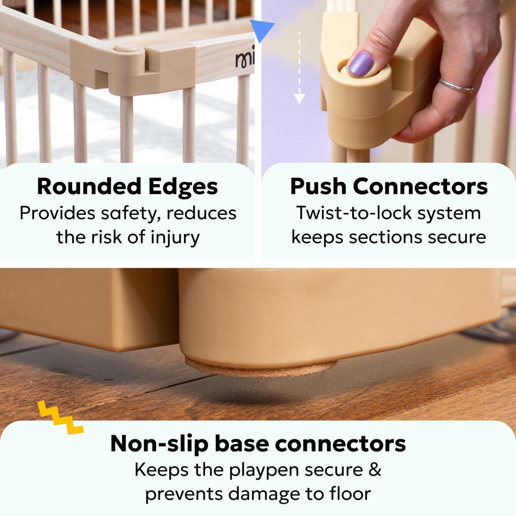 Foldable Wooden Baby Playpen with Gate N13614