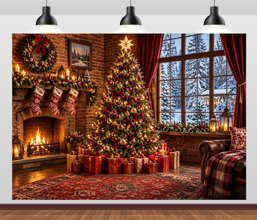 Fabric Christmas Window Backdrop F24074