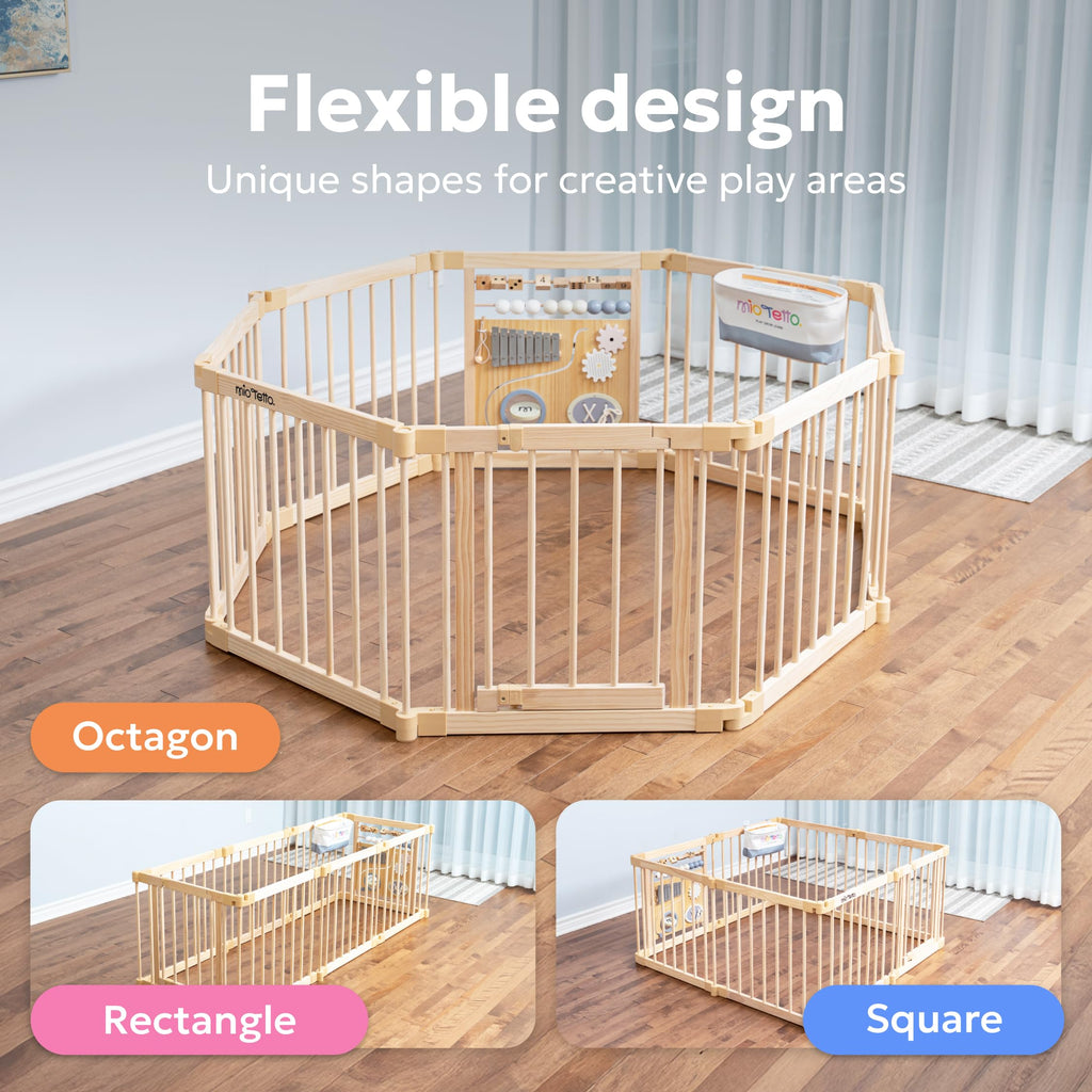 Foldable Wooden Baby Playpen with Gate N13614