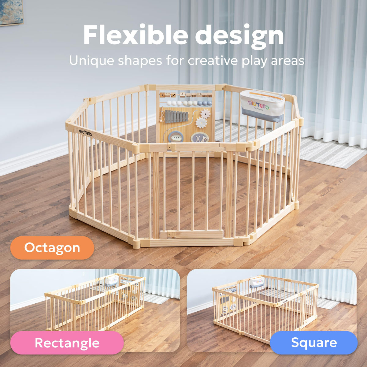 Foldable Wooden Baby Playpen with Gate N13614
