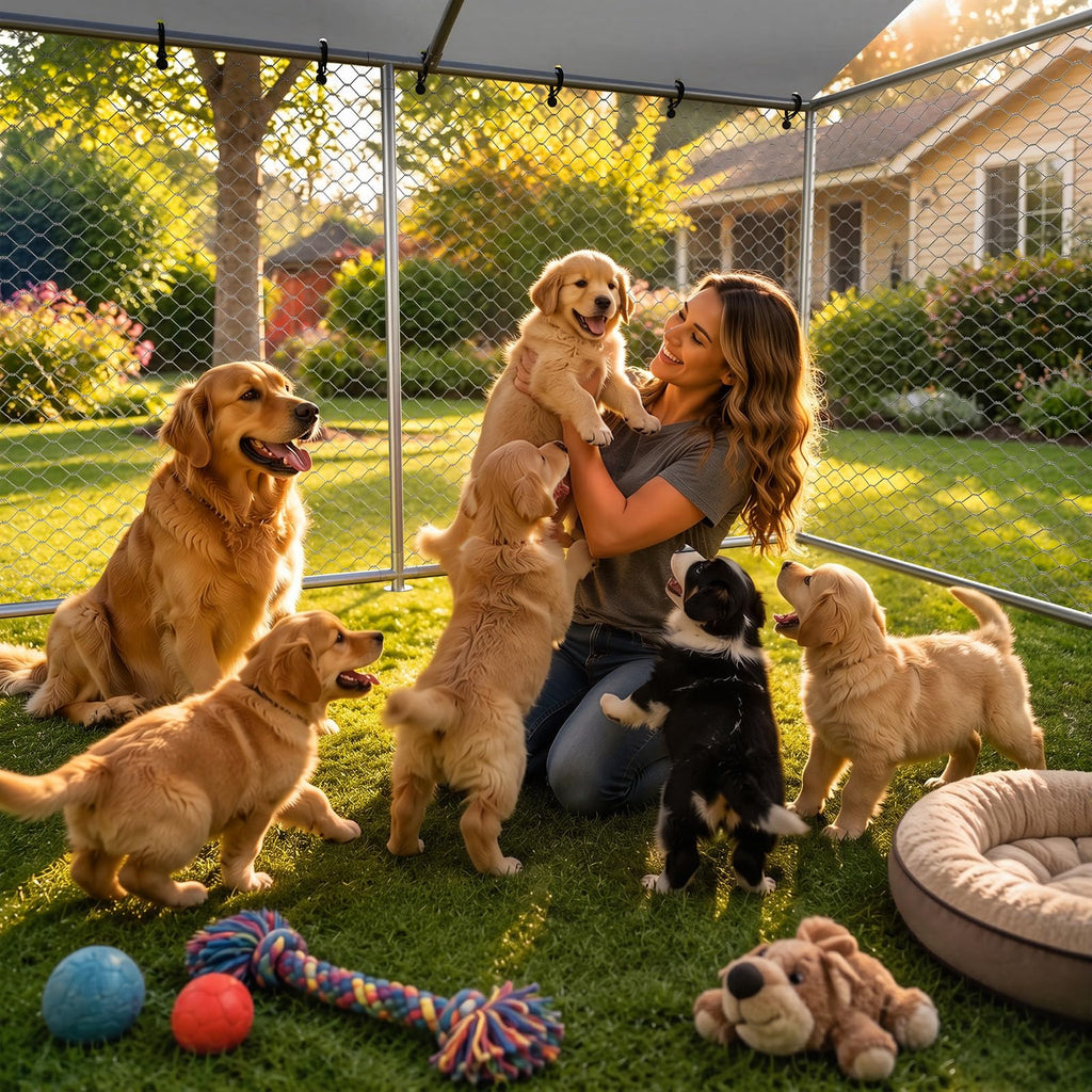 10x10 FT Outdoor Dog Kennel with Roof I2448