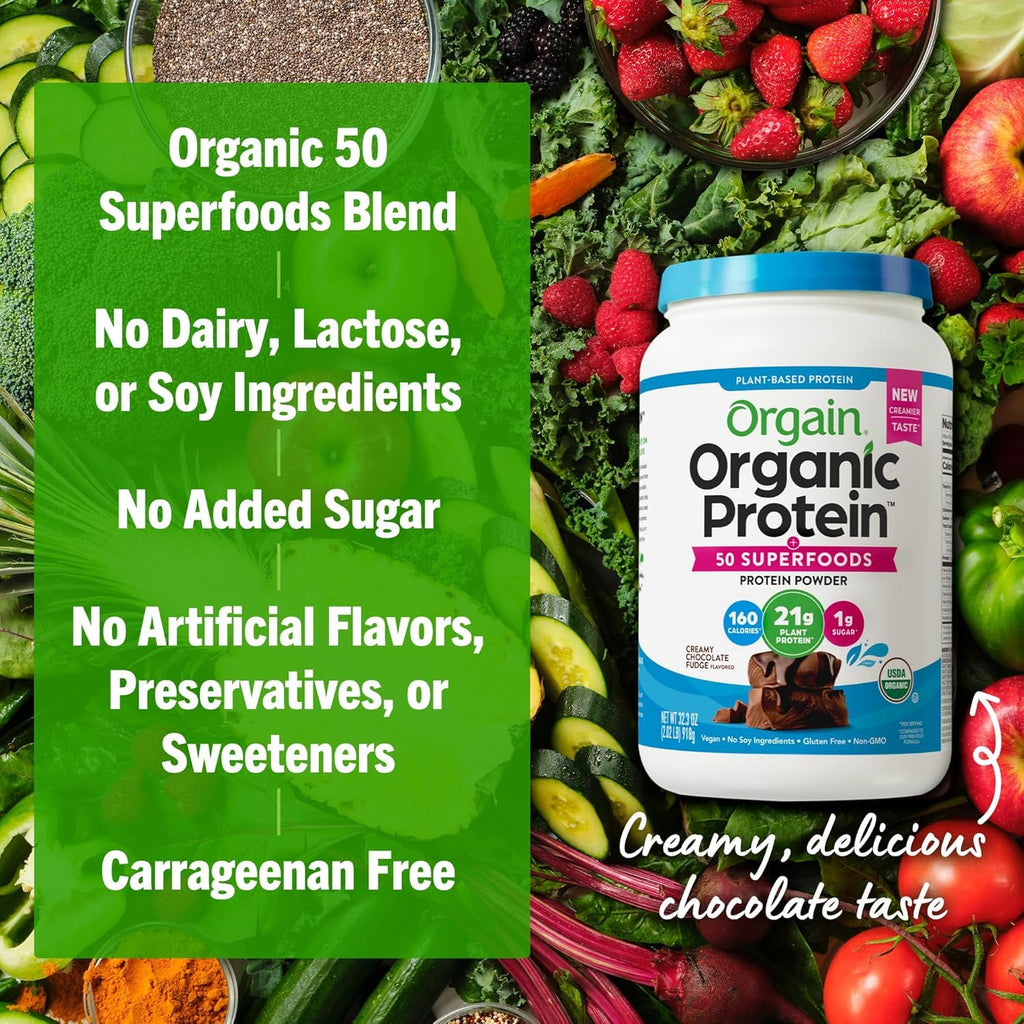 Organic Vegan Protein + 50 Superfoods Powder, 21g Plant Based Protein, 2.02 lb I960