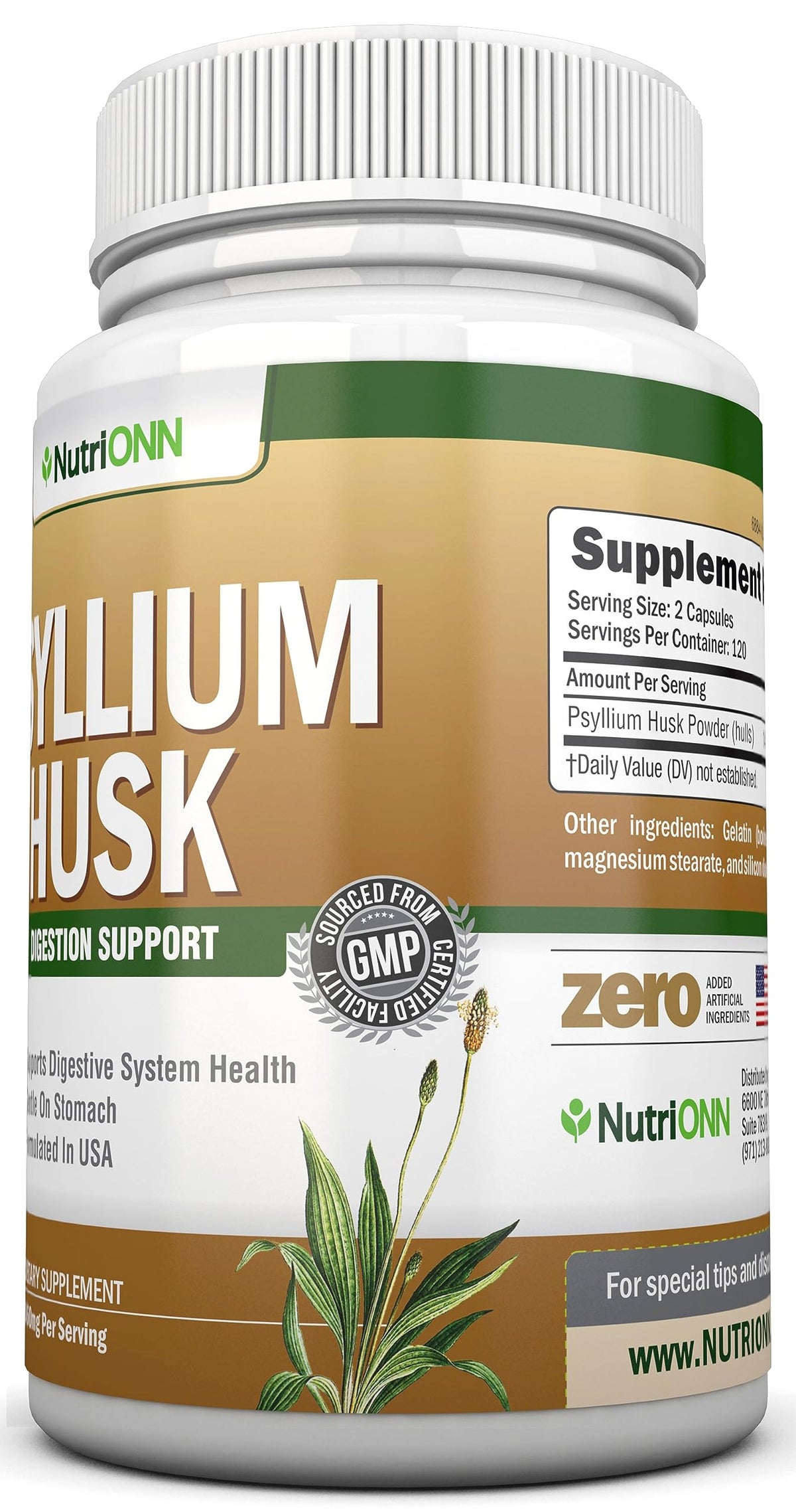 1450mg 240 Capsules Psyllium Husk Fiber Supplement M3259