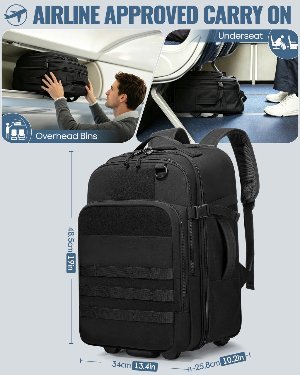 17 Inch Rolling Tactical Laptop Backpack with Wheels J836207