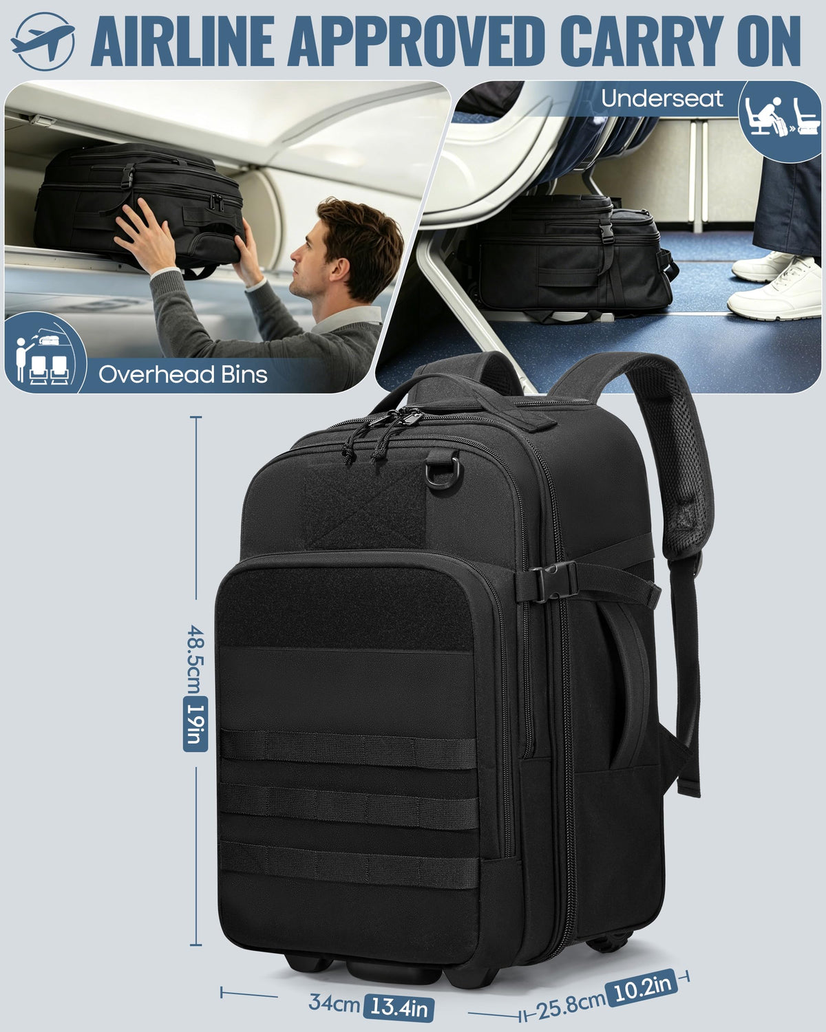 17 Inch Rolling Tactical Laptop Backpack with Wheels J836207