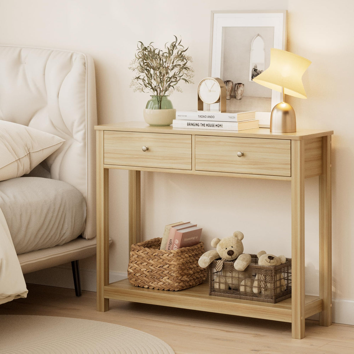 2 Drawer Oak Console Table A8839