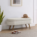 43.5" L Upholstered Linen Storage Ottoman Bench with Rubber Wood Legs U656718