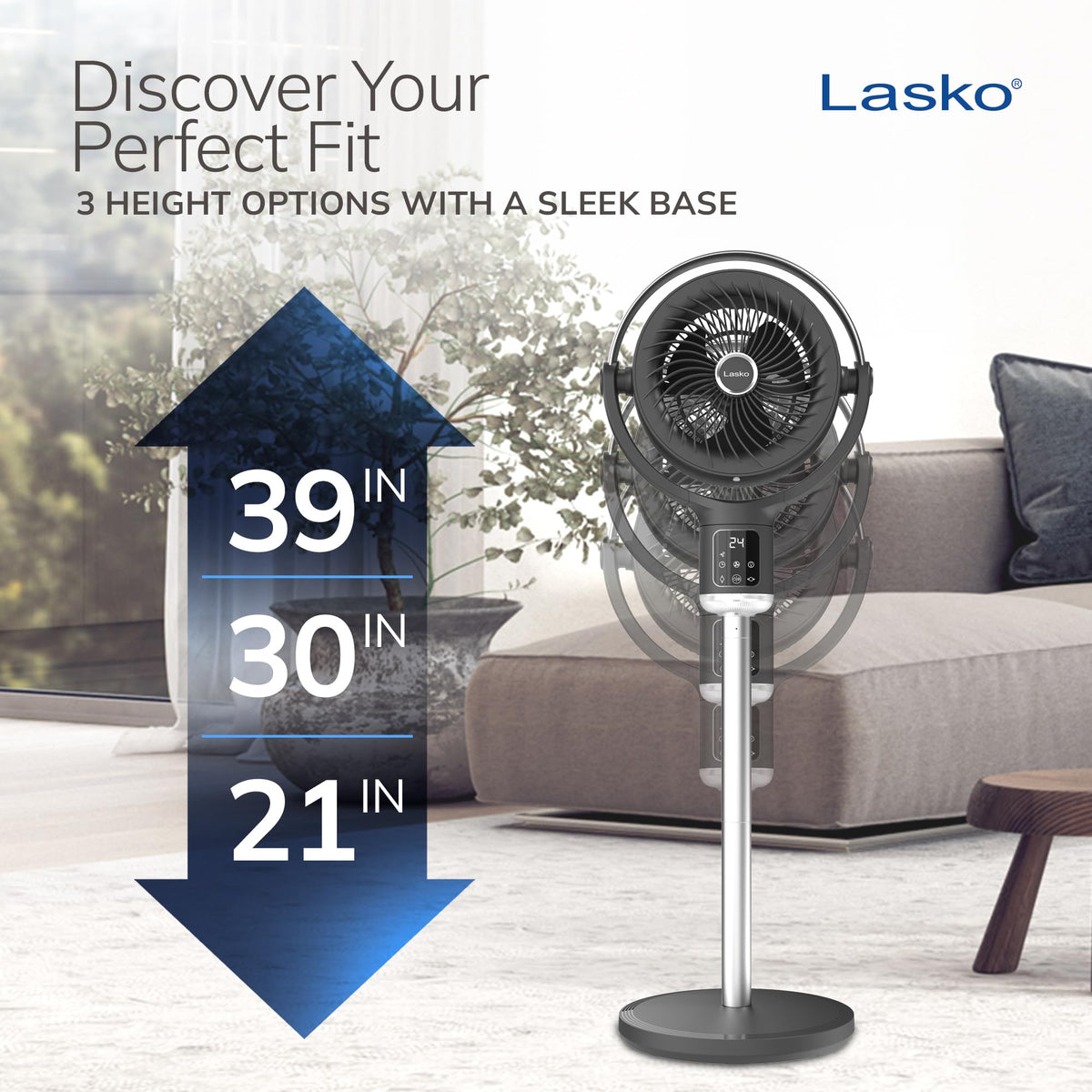 Pedestal Fan with Remote Control, Adjustable Height, Night Light, Gray A4000