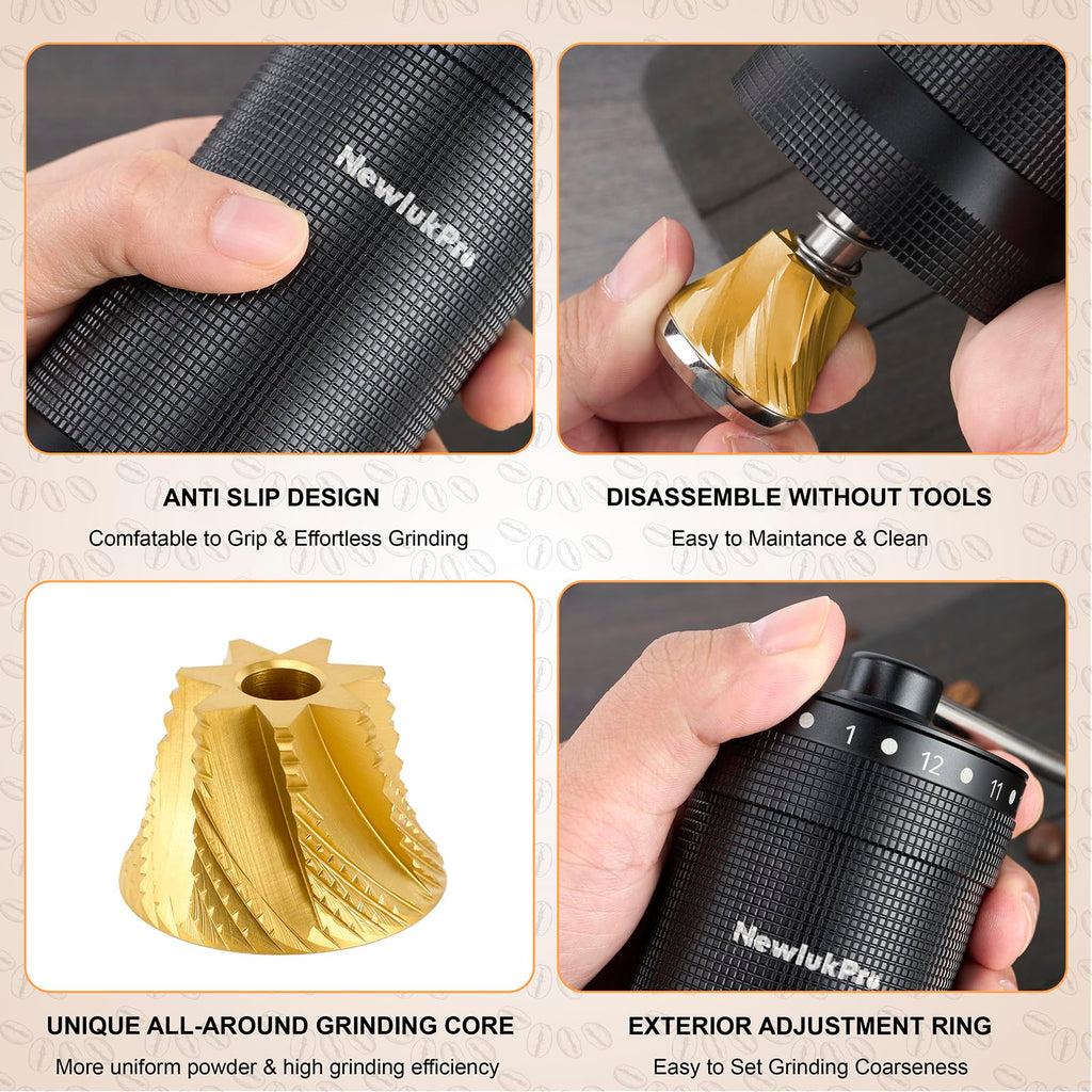 Manual Coffee Grinder, Titanium Conical Burr, 35g Capacity Y432