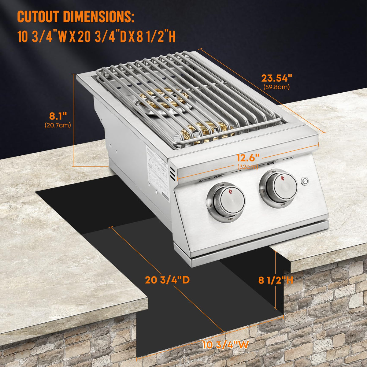 24,000BTU Liquid Propane Double Side Burner H98219