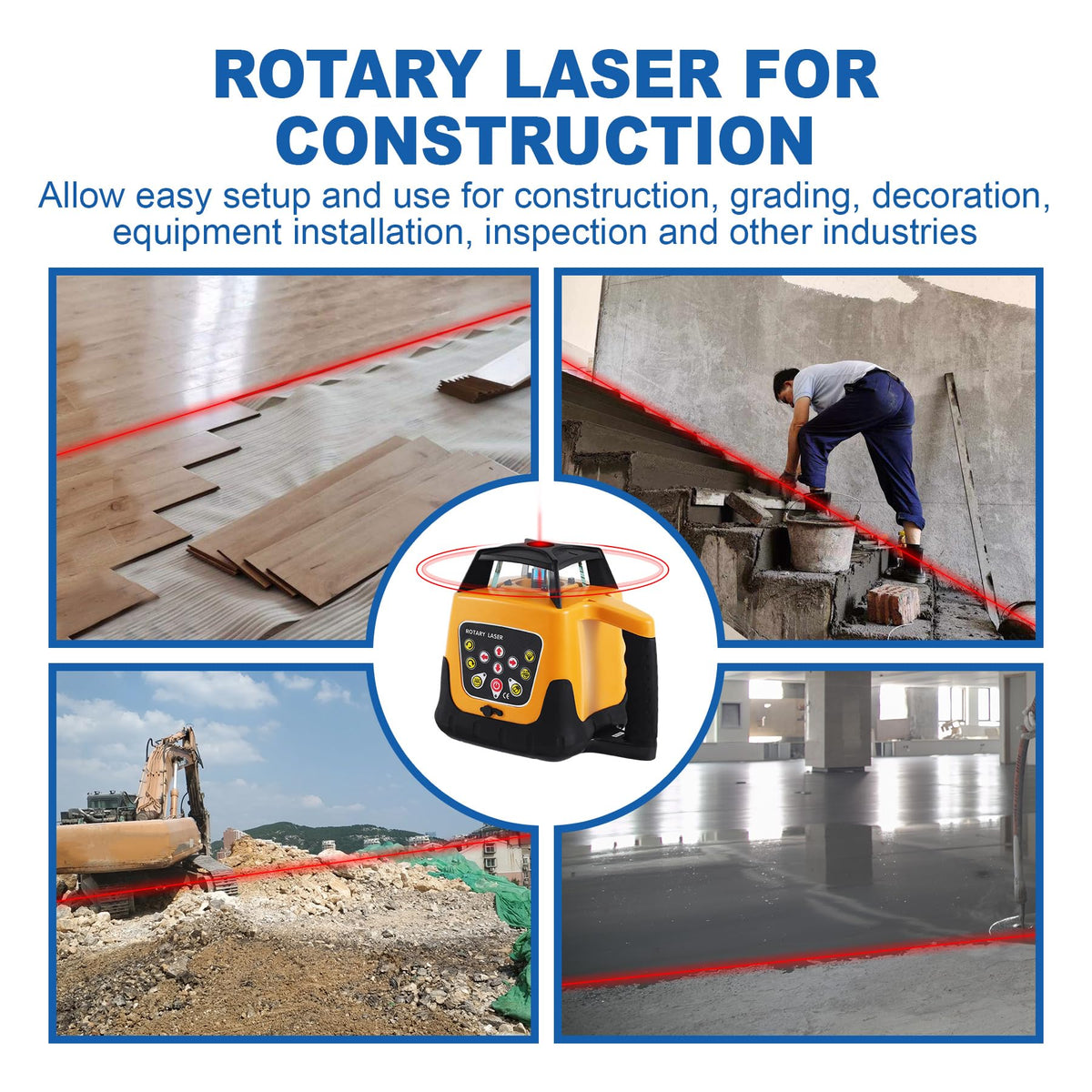 Red Beam Rotary Laser Level Kit with Tripod C9049