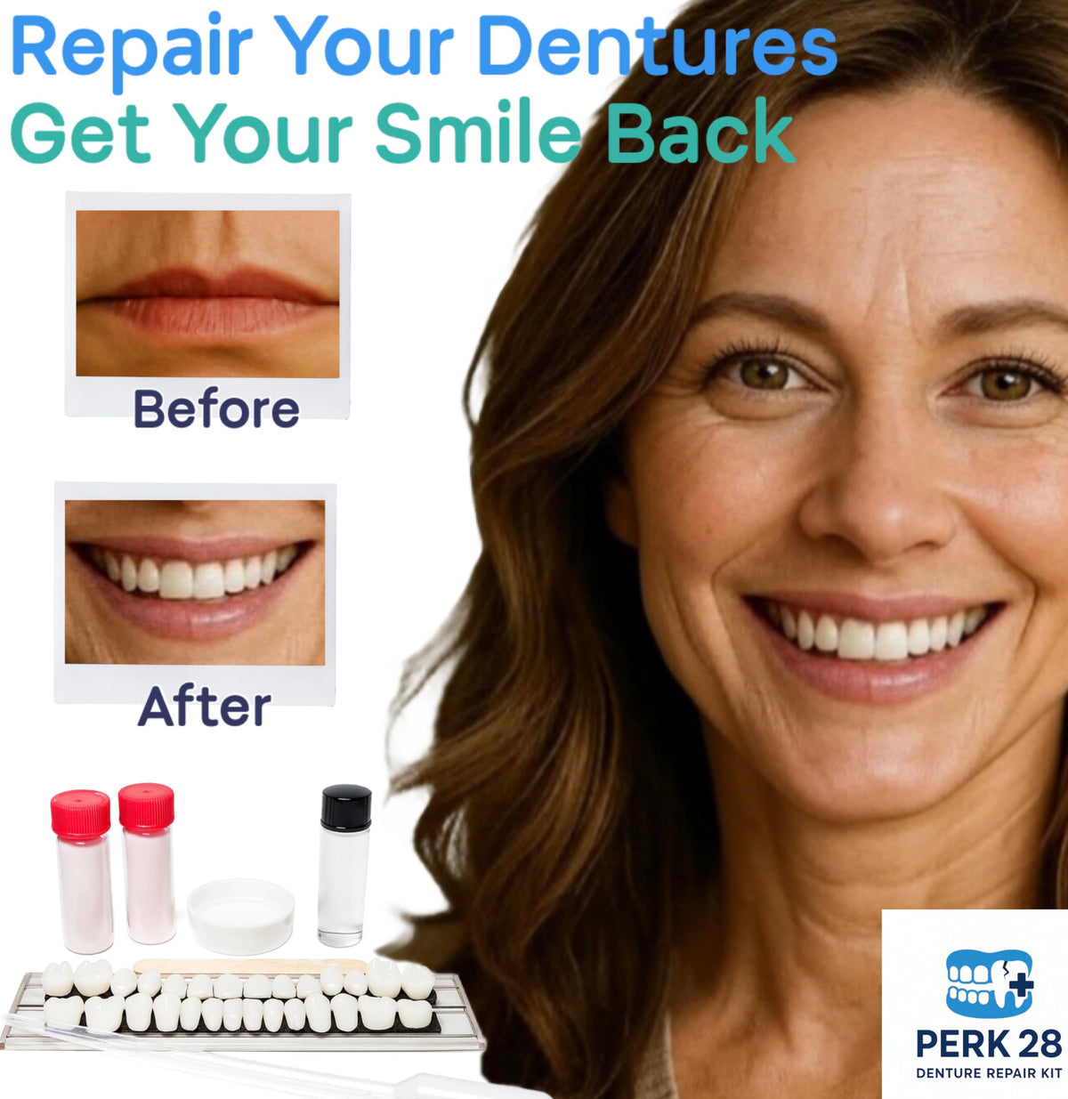 Denture Repair Kit with 28 Denture Teeth E934