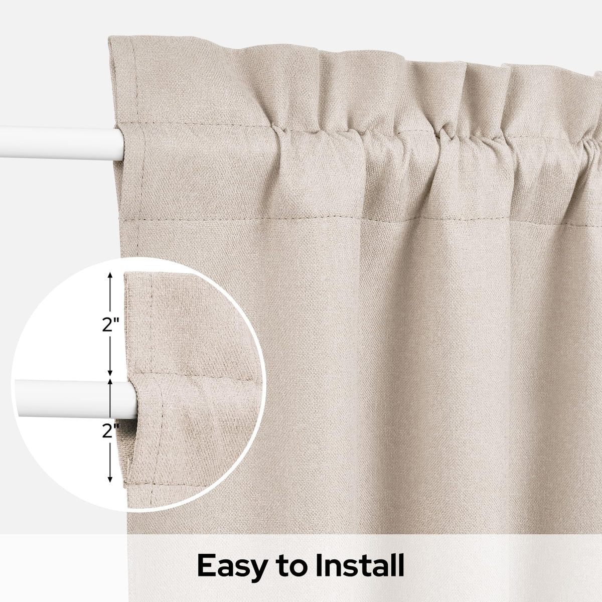 100% Blackout Linen Door Curtains 26x72 Inch Z57998