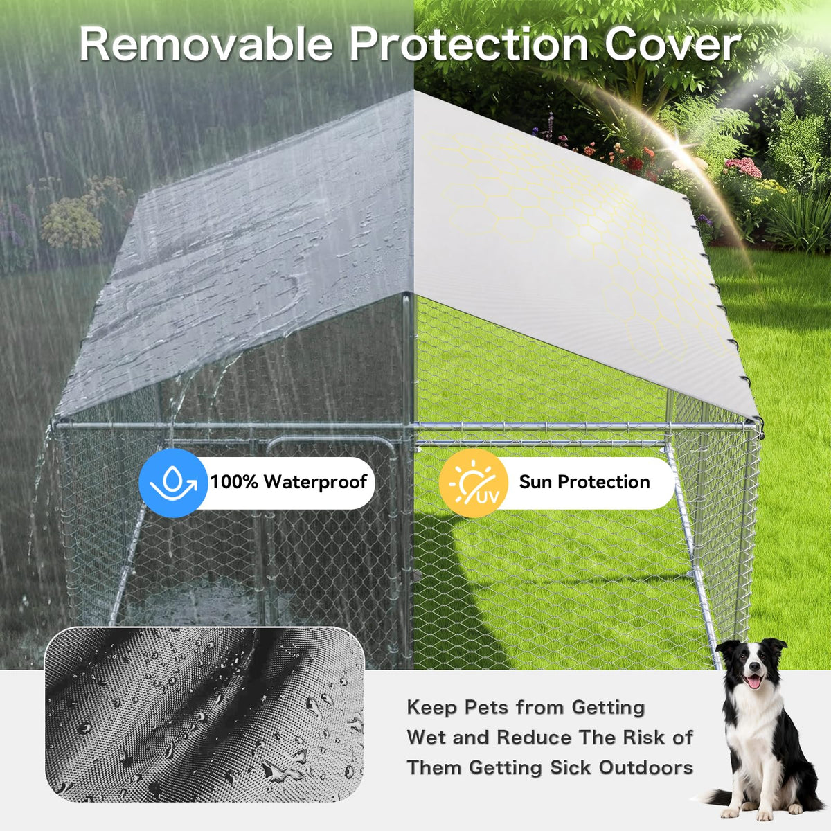 10x10 FT Outdoor Dog Kennel with Roof I2448