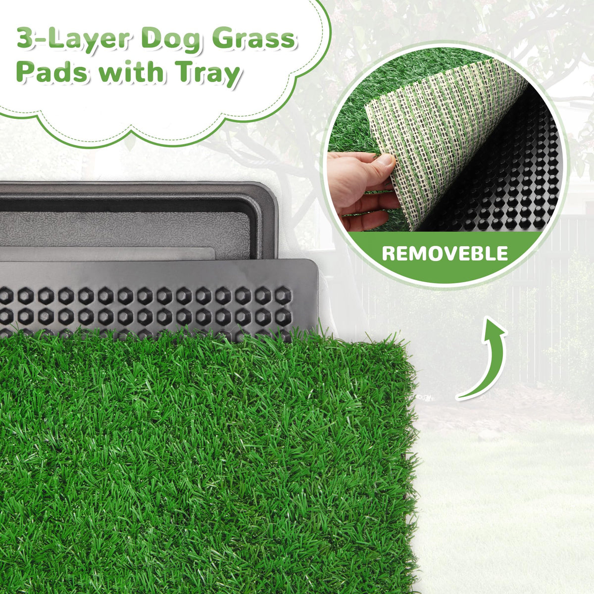 25" x 20" Reusable Indoor Dog Potty with Tray and 2 Artificial Grass Pads L92348