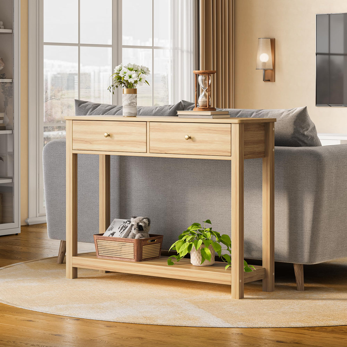 2 Drawer Oak Console Table A8839