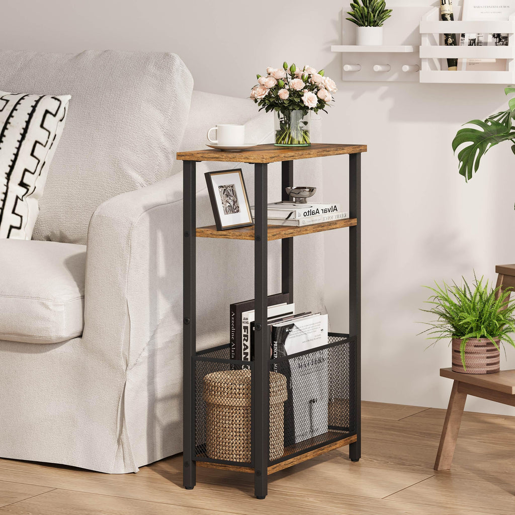 Narrow 3 Tier Side Table with Storage Basket Y76627