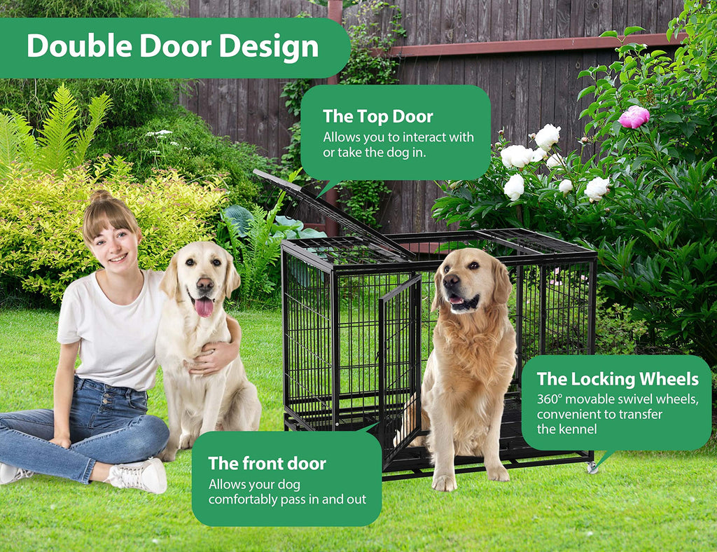 48'' Heavy Duty Metal Dog Crate with Wheels L5488