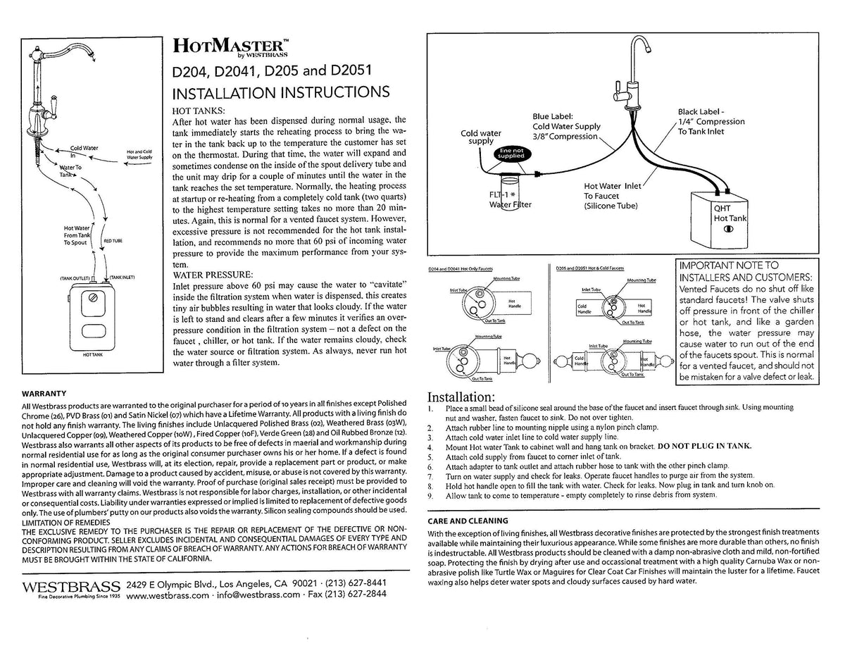 9" 1-Handle Hot Water Dispenser Faucet with Heating Tank, Oil Rubbed Bronze W83976