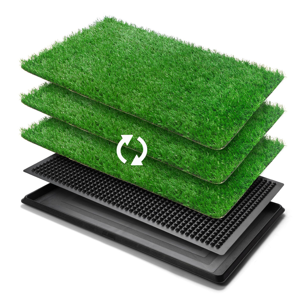 25" x 20" Reusable Indoor Dog Potty with Tray and 2 Artificial Grass Pads L92348