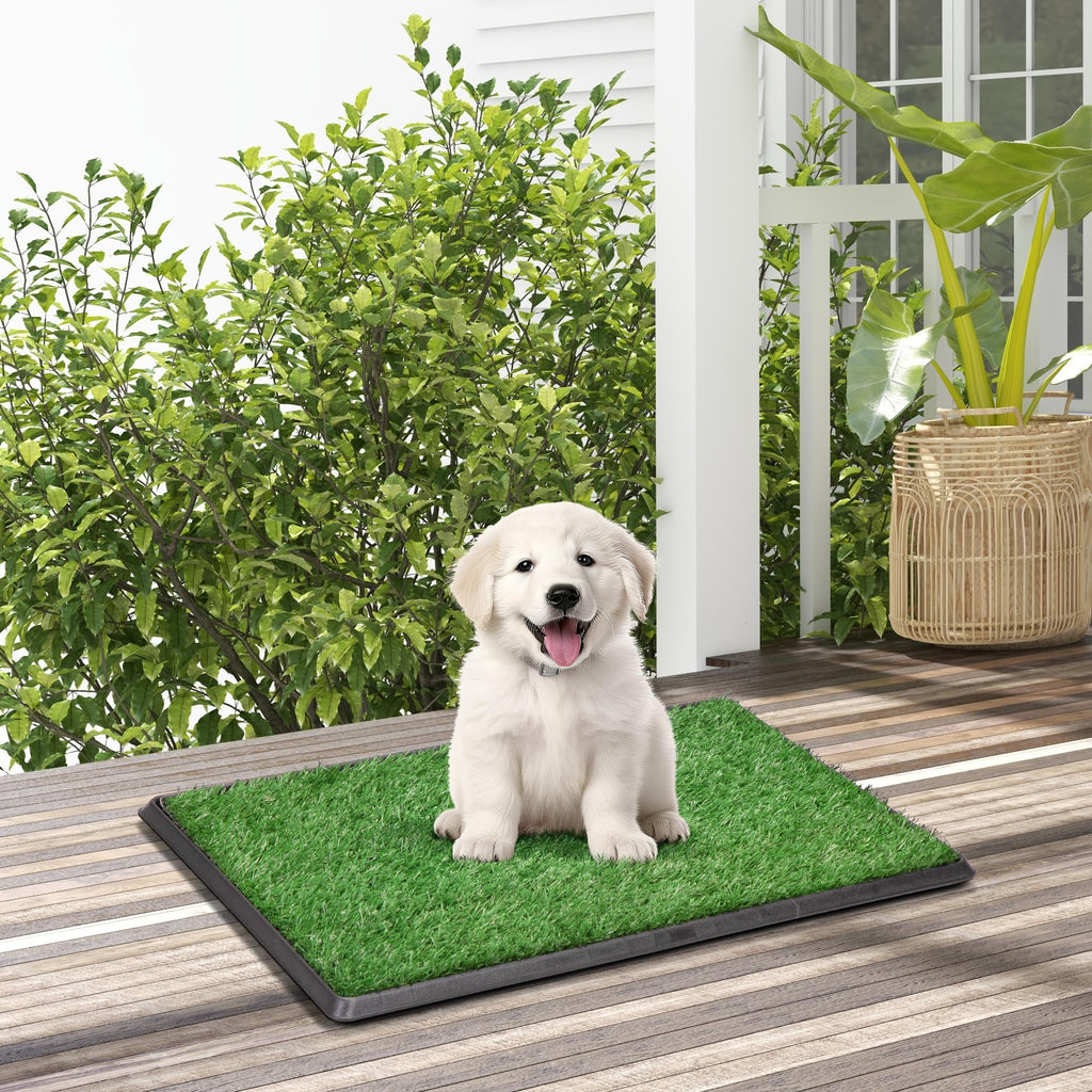 25" x 20" Reusable Indoor Dog Potty with Tray and 2 Artificial Grass Pads L92348
